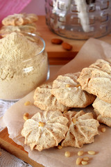 Meringue cookies with pine nuts and almonds