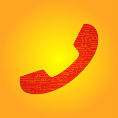 The icon phone. Phone in the form of electronic circuits. vector
