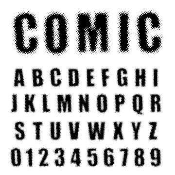 Alphabet Font Comic Halftone Design