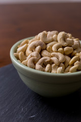 Natural cashews in bowl