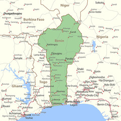 Naklejka premium Benin-World-Countries-VectorMap-A