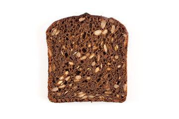 Black bread slice isolated