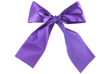 Purple Ribbon Bow isolated on White Background