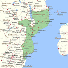 Fototapeta premium Mozambique-World-Countries-VectorMap-A
