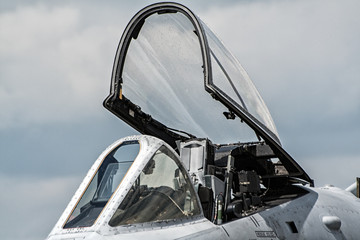 Fighter jet cockpit close up