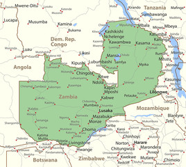 Fototapeta premium Zambia-World-Countries-VectorMap-A
