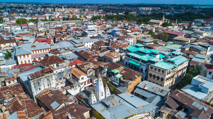 Aerial. Stone town, Zanzibar, Tanzania.