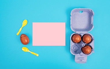 Easter composition with chocolate eggs.