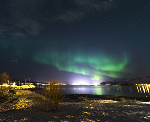 The polar lights in Norway. Tromso.Vikran