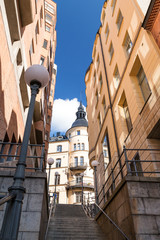 European street with houses and blue sky © photopixel