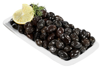 black olives on the plate
