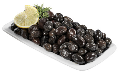 black olives on the plate
