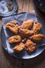 Salt & pepper chicken. Marinated chicken in crunchy coating.