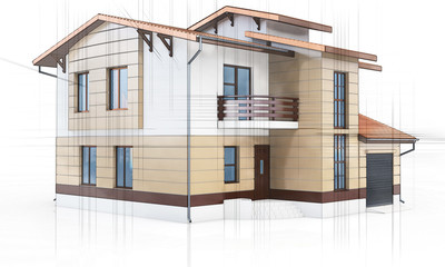 3d contemporary house, villa