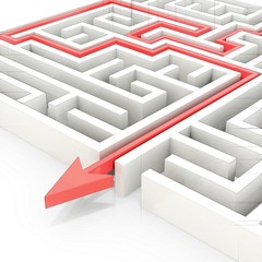 3d maze with red arrow