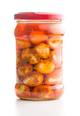 Tasty preserved garlic.