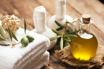 Olive oil soap and bath towel.