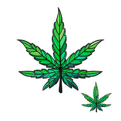 Vector sheet of cannabis. Concept element for a coffeeshop in Amsterdam. Isolated on white background.