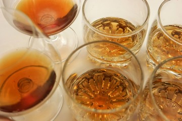 glasses with drinks on the table