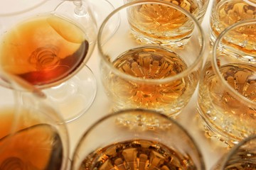 glasses with drinks on the table