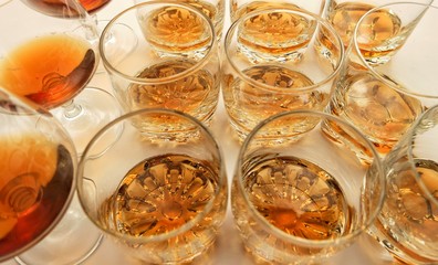 glasses with drinks on the table