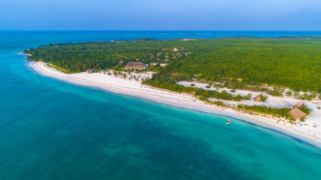 Aerial. Paje village, Zanzibar, Tanzania.