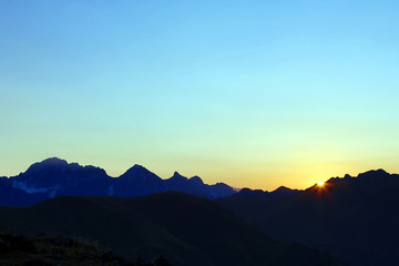 Sunny dawn in the Caucasus mountains