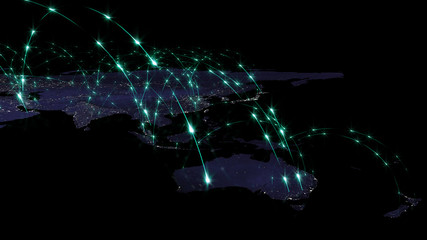 3D rendering of the best concept of the global network, the Internet, global communication, business, traffic flows. Elements of this image furnished by NASA