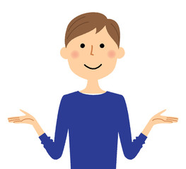 若い男性　パパ　両手を広げる