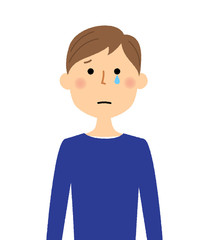 若い男性　パパ　　泣く