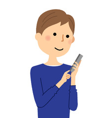 若い男性　パパ　スマートフォン