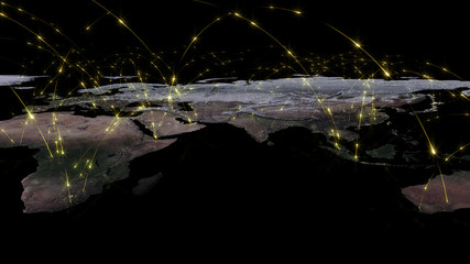 3D rendering of the best concept of the global network, the Internet, global communication, business, traffic flows. Elements of this image furnished by NASA