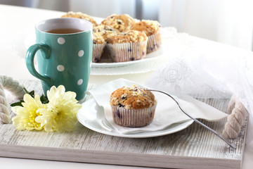 Freshly baked muffins with blackberry,Blueberry muffins with fresh berries. homemade blackberry muffins.