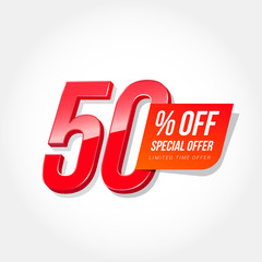 50% Off Special Offer Label