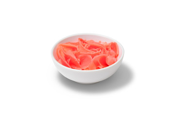 Ginger for rolls and sushi on white background