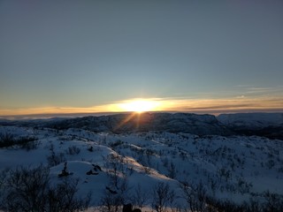 Winter sun up on the mountain
