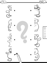 match teddy bears halves game coloring book