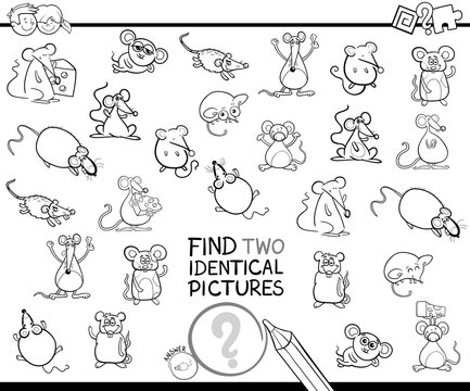 find two identical mice educational color book