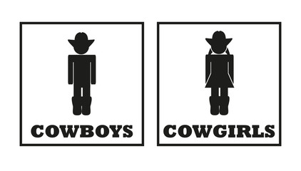 Fototapeta premium Cowboys and cowgirls vector toilet signs