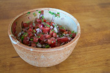 Homemade salsa fresca in bowl