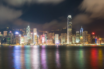 Fototapeta premium Night view of Victoria Harbour in Hong Kong. Asia.