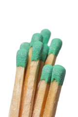 Unburnt matchsticks isolated on white