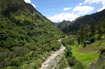 Fototapeta na wymiar The River Toachi runs through the Ecuadorian Andes on the Quilotoa Loop hike