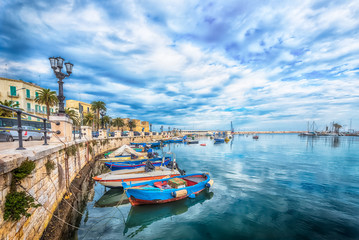 Obraz premium Boat moored at Bari port