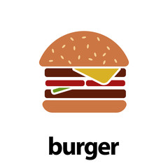Isometric 3D vector illustration hamburger or cheeseburger logo for advertising
