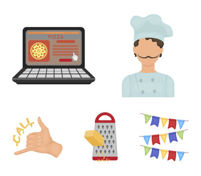 Cook, order by phone, grated cheese, ordering a face gesture.Pizza and pizzeria set collection icons in cartoon style vector symbol stock illustration web. - Powered by Adobe