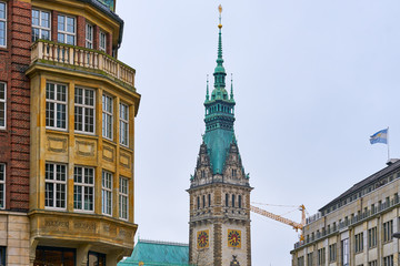 Fototapeta na wymiar Hamburg City Hall Rathaus on a cloudy day