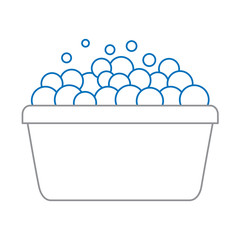 bucket foam bubbles clean equipment vector illustration blue and gray line design