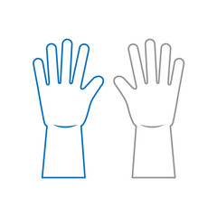 Fototapeta premium pair gloves cleaning rubber equipment vector illustration blue and gray line design