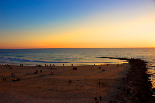 Sunset. Cádiz beach in the evening. Cádiz. Picture taken – February 10, 2018.